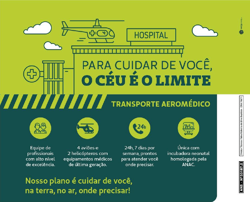 Imagem em tons de verde com um helicoptero pousando em um teto de hospital para representar o serviço de transporte aereo Uniair da Unimed São José dos Campos